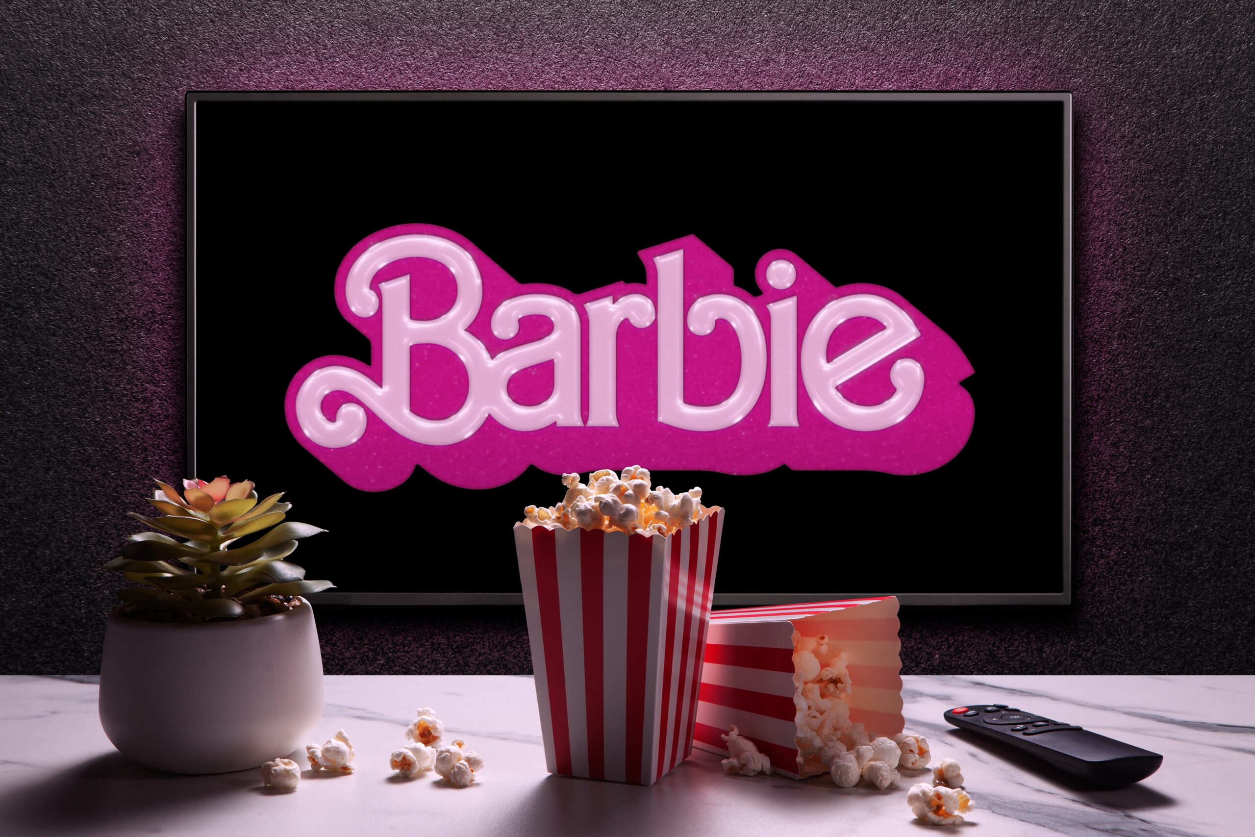 Image of barbie movie with popcorn